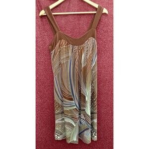 Tori Richard Tunic Dress Built In Bra Resort Boho Mini Vacation M abstract boho